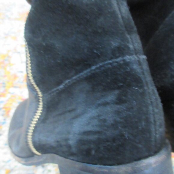 Michael Kors Leather Knee High Riding Tall Boots Women 7.5 Black Low Heels 1034 - Picture 7 of 15